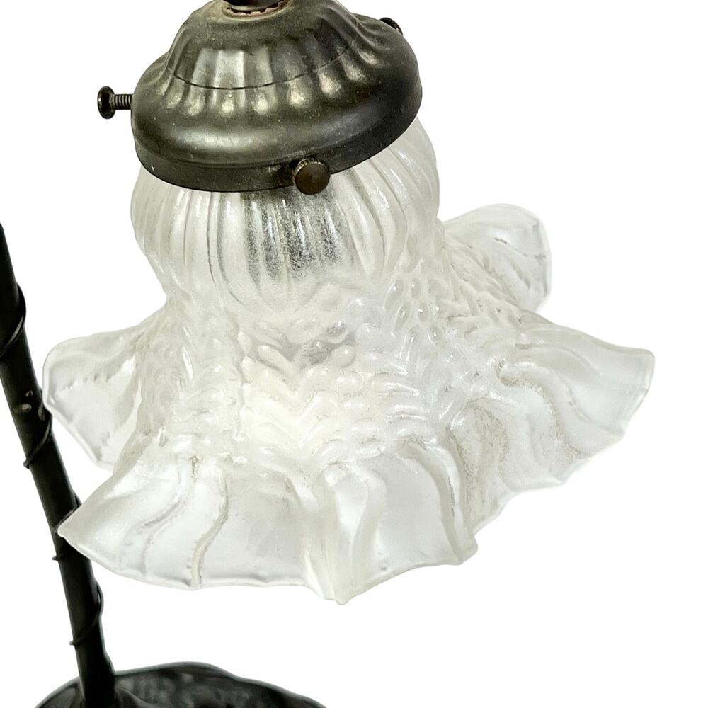 Vintage Flower Lily Pad Gooseneck Lamp Frosted Glass Tulip Shade 15" Tall - Picture 2 of 11